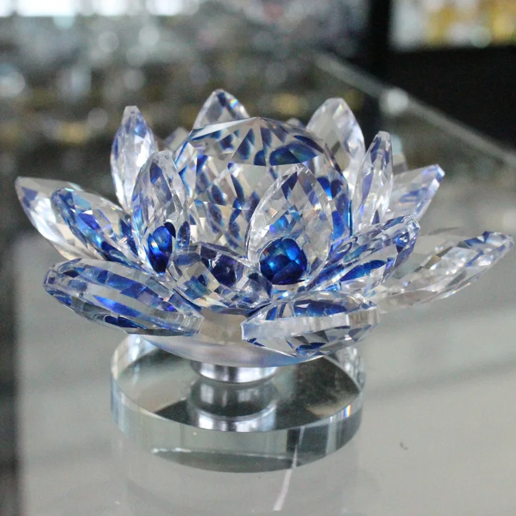 Новый дизайн пользовательского элегантный синий кристалл стекло лотоса для подарков