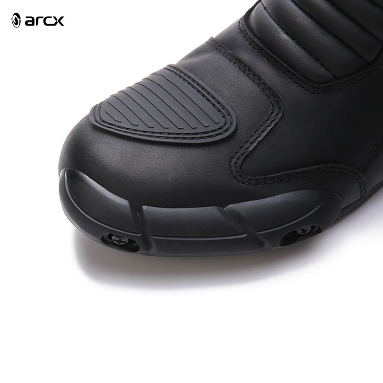 ARCX Mens Leather Speed Biker Motorcycle Boots Racing Motorbike Shoes Motorcycle Auto Racing Wear Boots