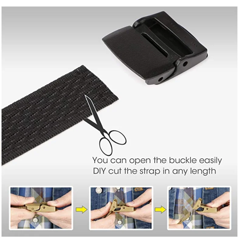 38mm Custom Men Nylon Webbing Belt with Plastic Buckle