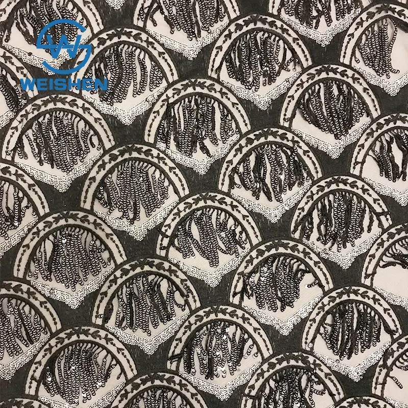 Custom-made Dress Embroidery Lace Textile 2023 Embroidered Sequin Beaded Fabric