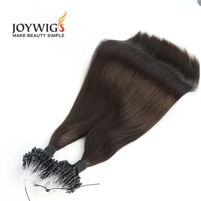 
Китайская фабрика, класс 10 А, необработанные бразильские натуральные человеческие волосы, естественный цвет, шелковые прямые волосы с микропетлями для наращивания 