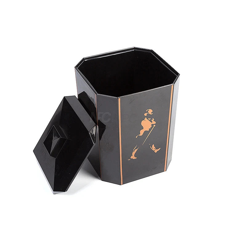 3L square black double wall ice bucket with lids