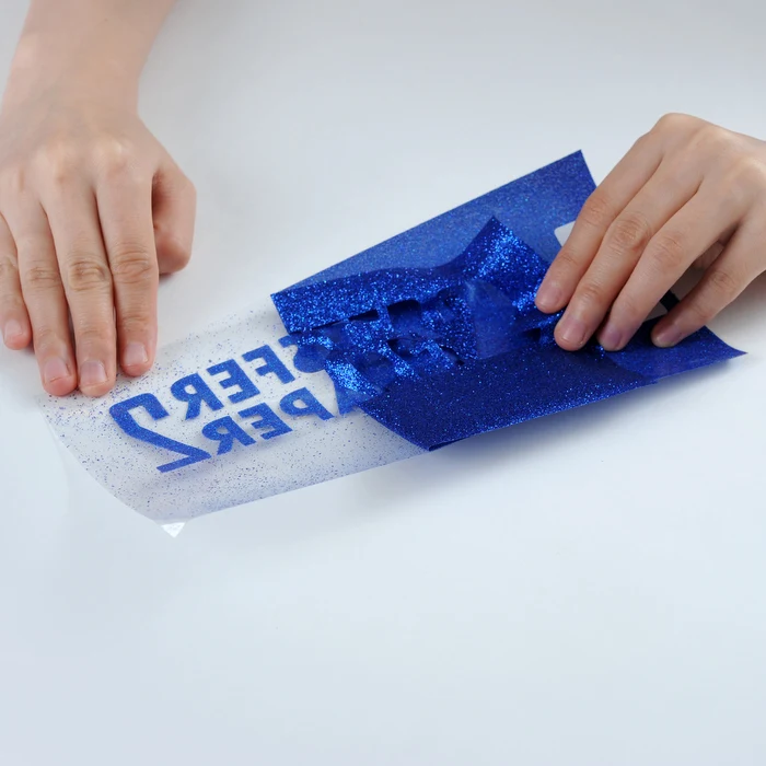 
Super glitter blue color heat transfer vinyl roll for textiles 