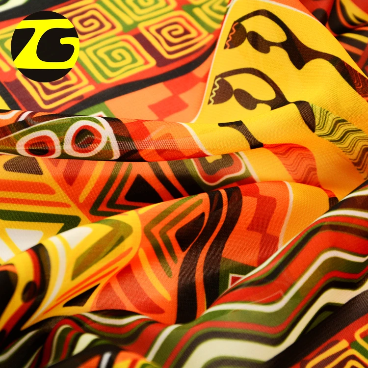 50D polyester Korean chiffon fabric african fashion print chiffon fabric for scarf