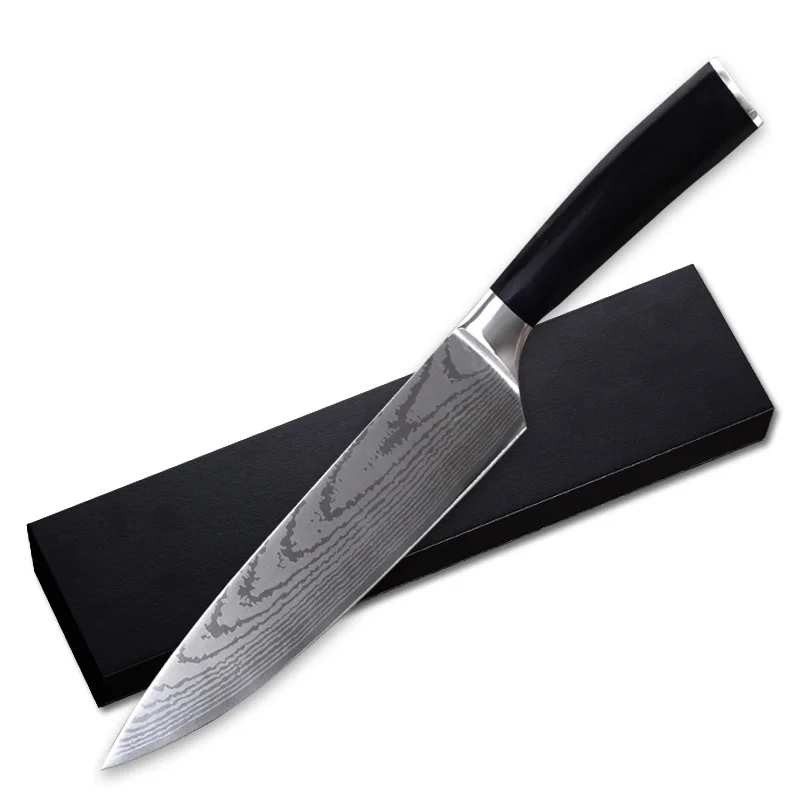 
Timhome 7CR17mov damascus pattern chef knife 8inch stainless steel kitchen razor sharp knives 
