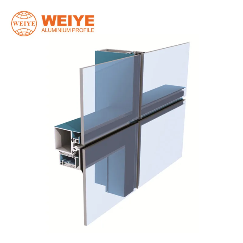 Weiye hidden framing glass curtain wall extruded aluminum profile for office building project