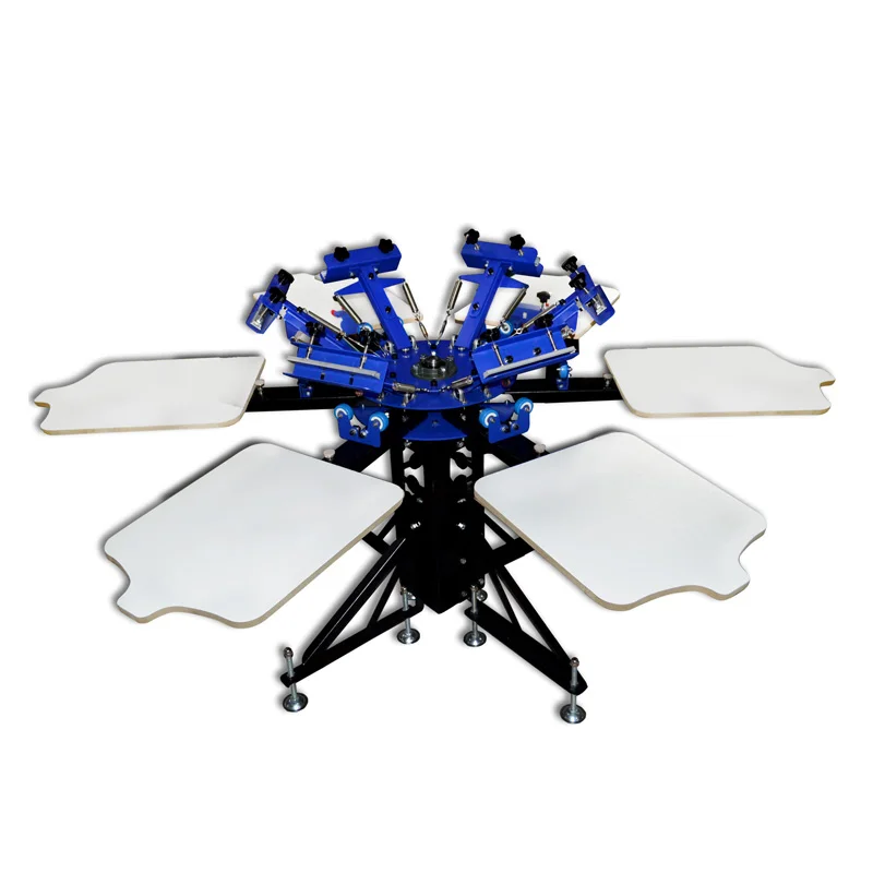 Best Manual 6 Color 6 Station Rotary Carousel Multi Color T Shirt Silk Screen Printing Machine for Small Business