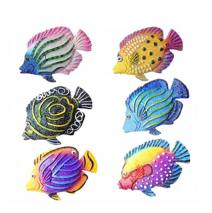 Resin craft 3D tropical fish shape sea animal fridge magnet for home decoration - 6 designs