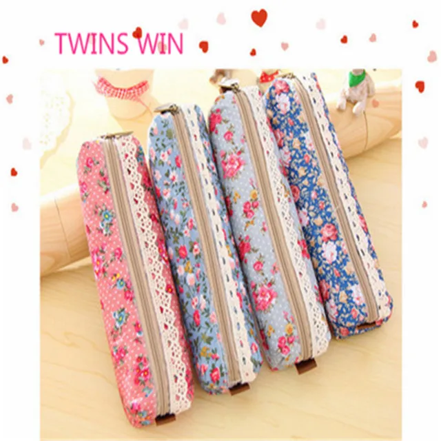 New Arrival Korean Style Floral Canvas Stationery Bag Large Pen Case Pen Bag Wholesale 913