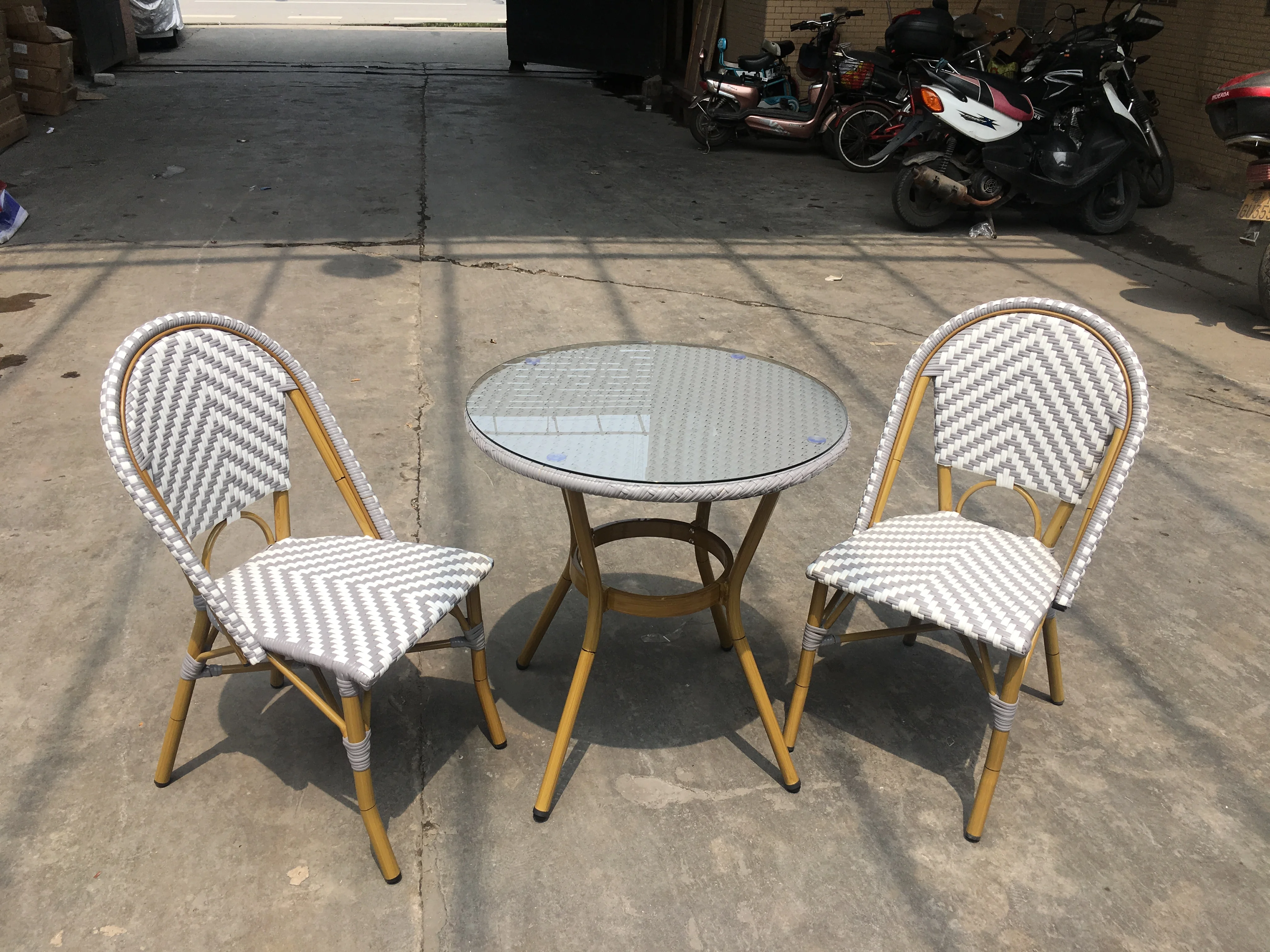 Anti-aging Outdoors Garden Aluminum Plastic Cane Rattan Bistro Chair
