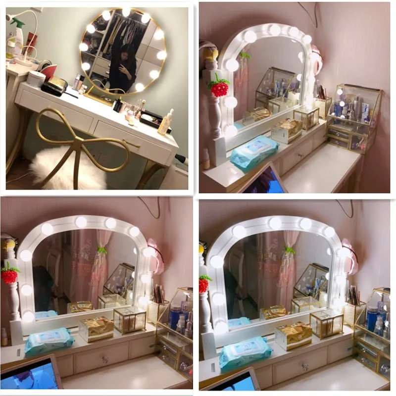 
Hollywood Super Star Style Makeup Mirror Vanity LED Light Bulbs Kit with USB Cable Power Supply 