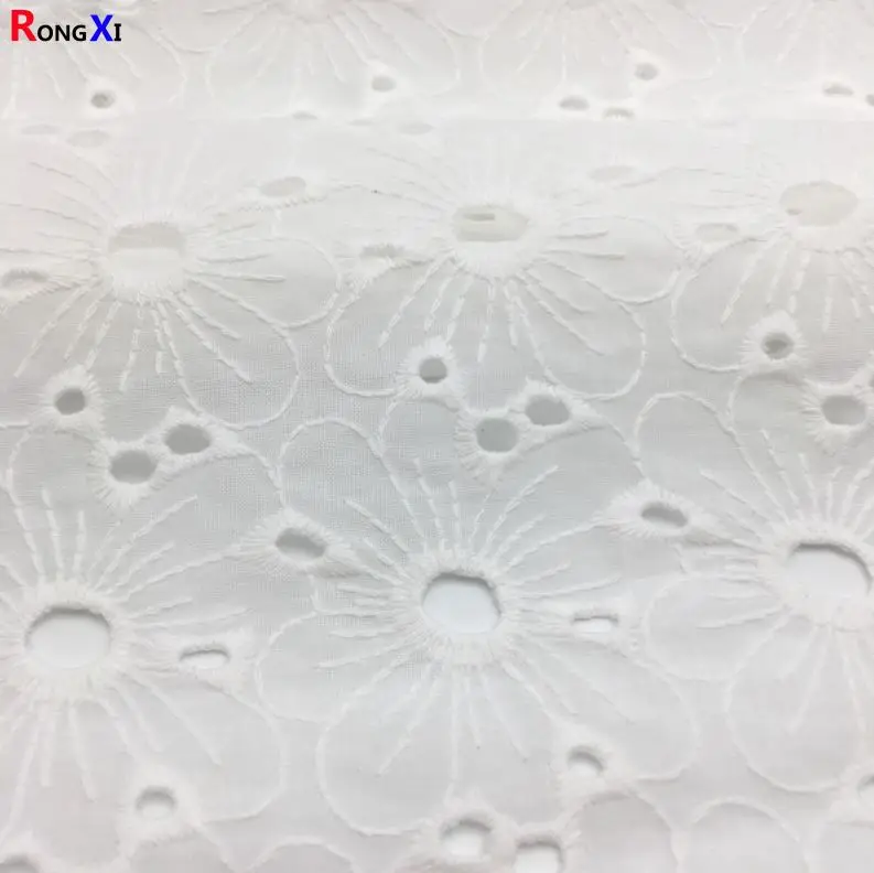 Бренд RXF0561, новая хлопковая рубашка для девочек, кружевная ткань с цветочной вышивкой