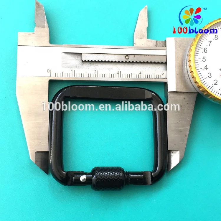 
Factory directly wholesale 5cm aluminum flat square lock carabiner as bag hook 