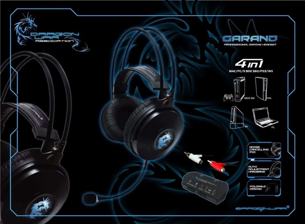 Dragon War 4 in 1 wired Gaming Headset for PC, PS3, xBox, wii