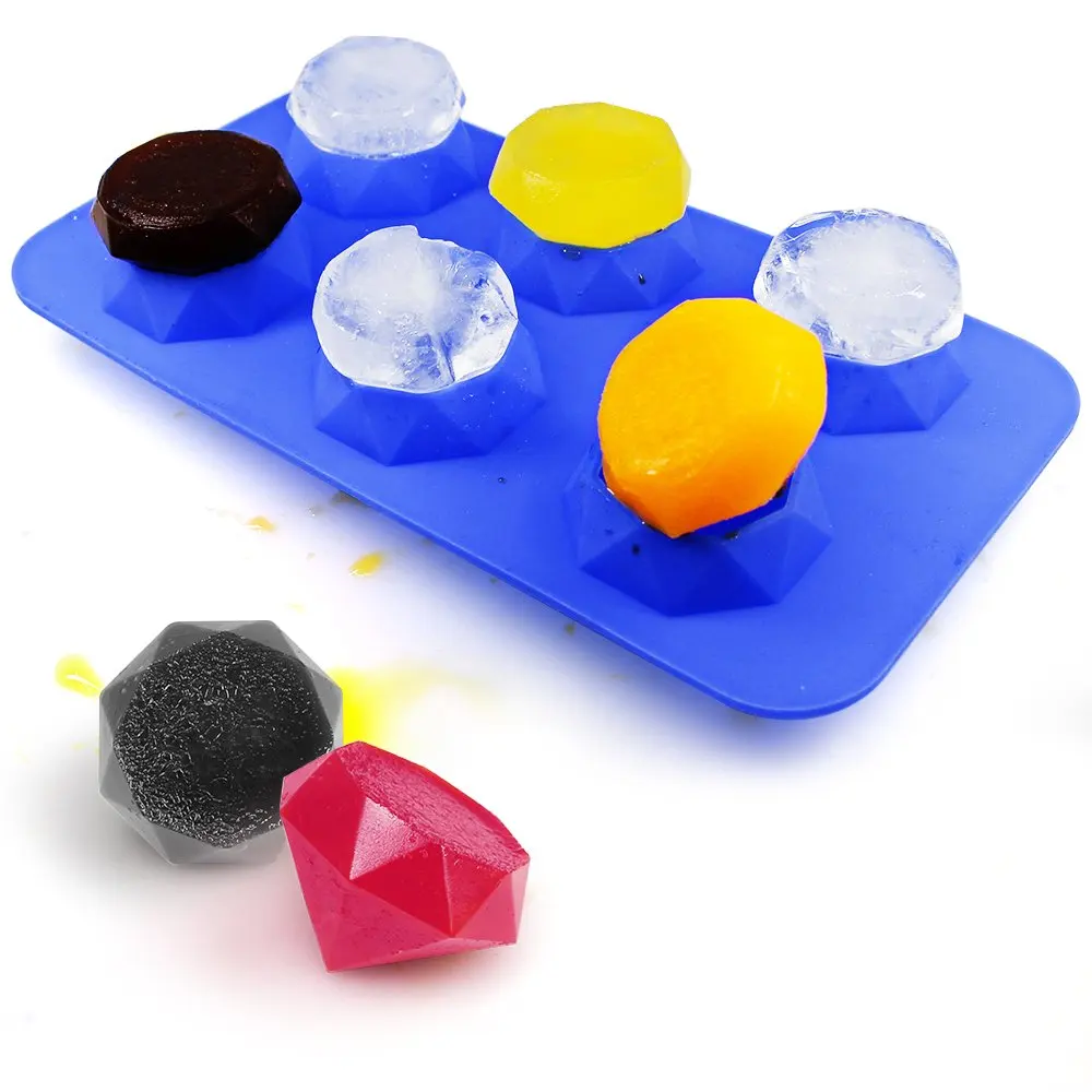 Wholesale 100% food grade 6 cavities diamond silicone ice cube trays