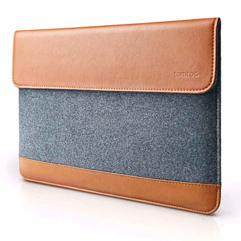 Unique Big Protector Bag Ipad case Sleeve Case Cover with Wool felt & PU/ Genuine Leather