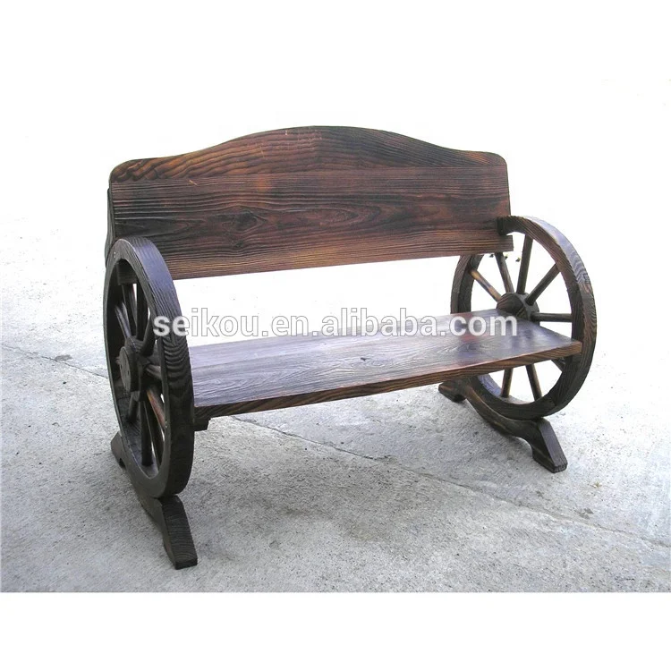 Деревянная садовая скамья на колесах