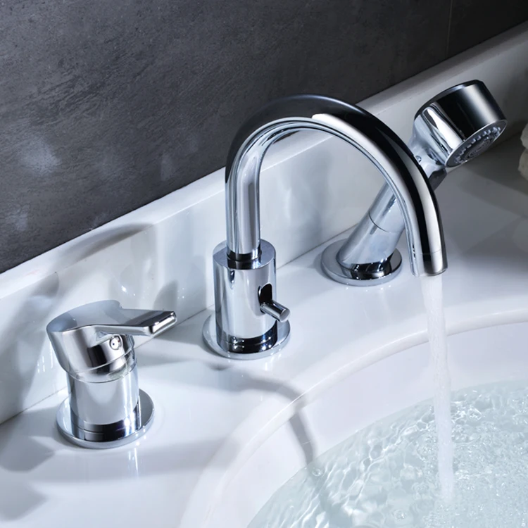 Factory direct supply deck mounted silver white painting single lever bathroom faucet