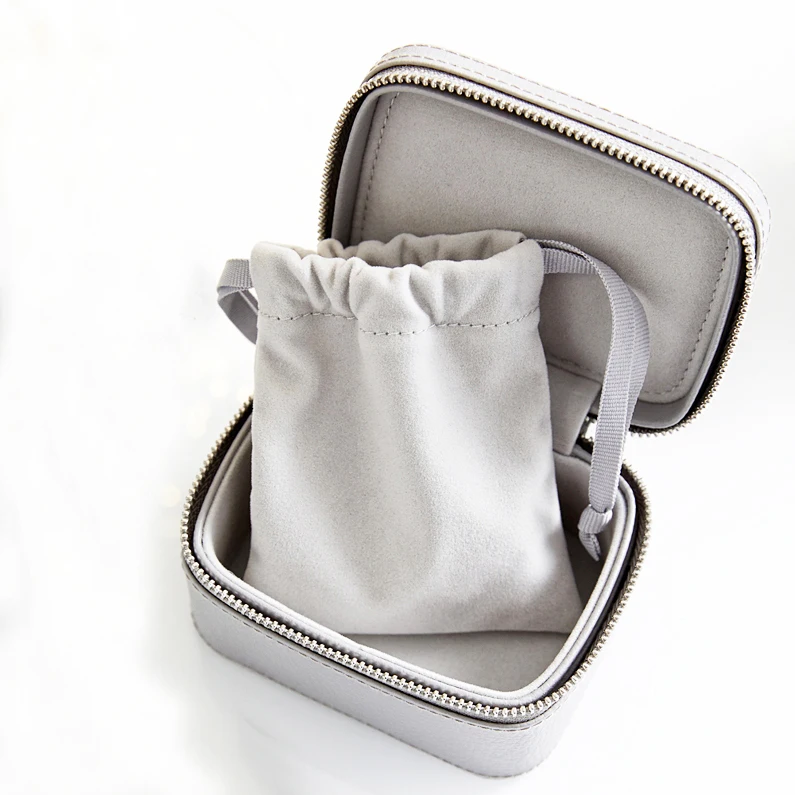 simple design genuine cow leather storage box travel cufflink / trinket box