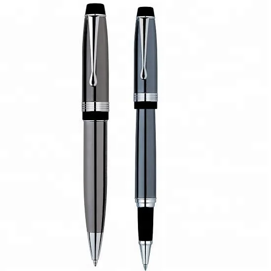 high quality ballpoint type and roller type gun metal color luxury titanium pen