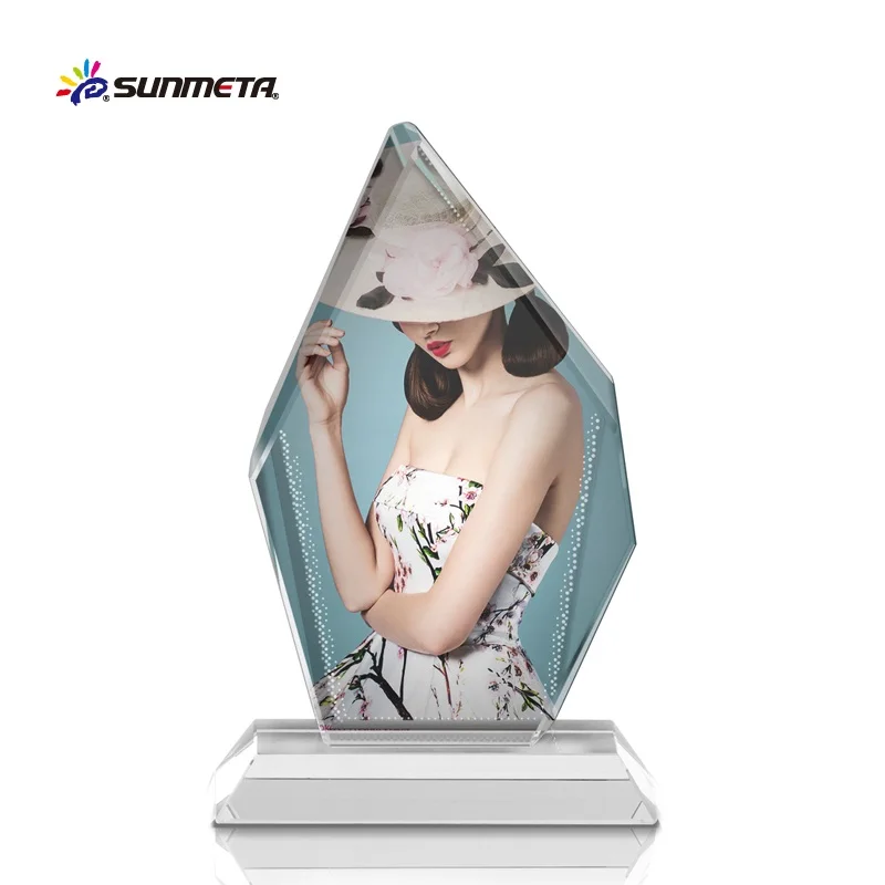 Sunmeta Factory Fashional sublimation funny crystal glass photo frame for wedding gift