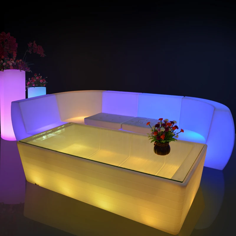 glowing led coffee table& huajun different size bar table with cuble