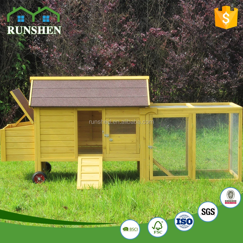 Large Wooden Chicken Coop Yellow Waterproof Pet Hen Cages With Run And Nest Outdoor Chicken Coop For Sale
