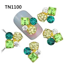 10 Pcs 3D Nail Art Decorations Gold Alloy Diy Glitter Skull Charm Green Rhinestone Tools Used
