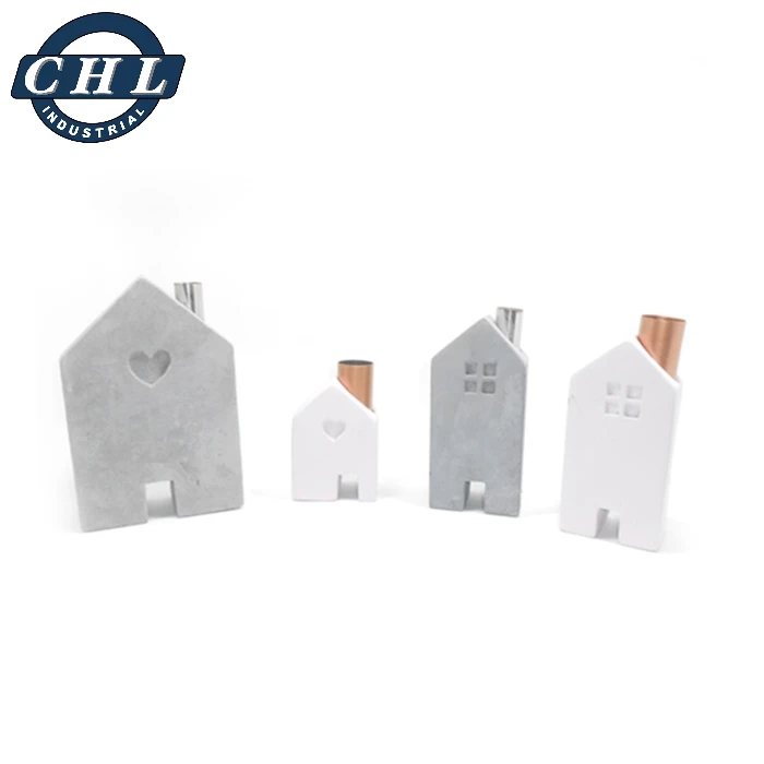 
Manufacturer promotional hot sale home decorative concrete cement stone craft house shape candle holder 