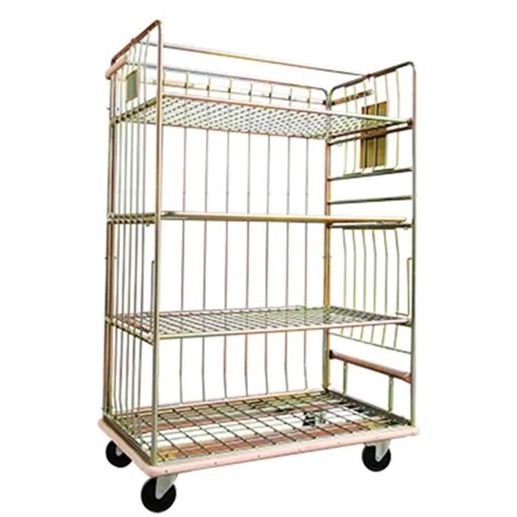 Aceally metal warehouse transport roll cage cargo storage roll cart