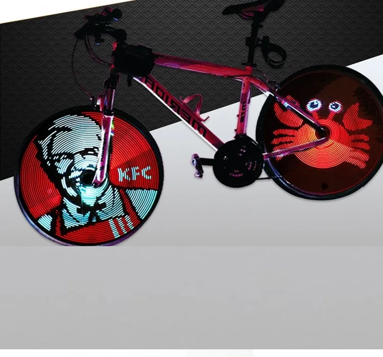 EU High Standard Animation Pictures 128 Led Mountain Bike Light Cycling Accessories Battery Powered Led Lights Wheel Lamp