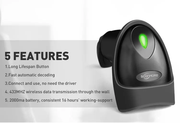  Портативный 1D сканер штрих-кодов 200 сканирований/сек беспроводной считыватель для windows