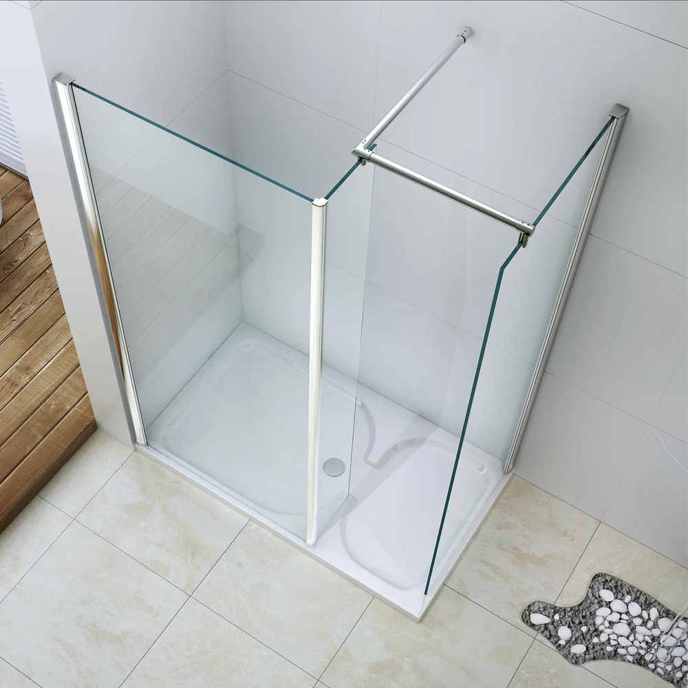 Walk in 6mm clear glass shower cabinet with rectangle tray