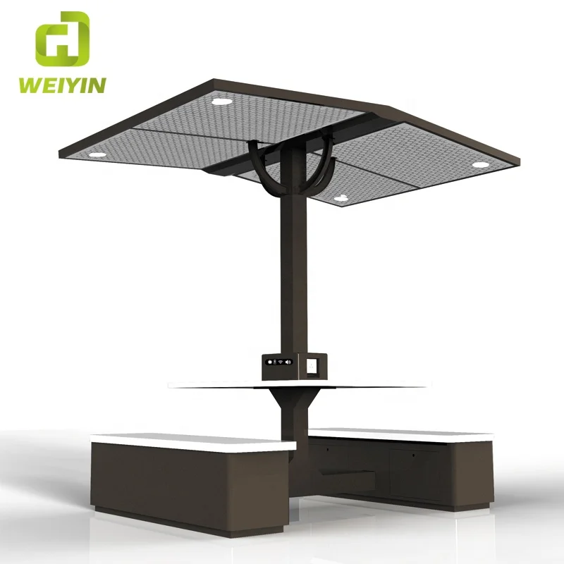 Outdoor Smart Solar Powered Cell Phone Charging Koisk Station Table