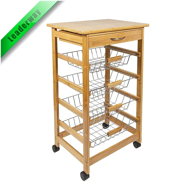 4 Layers One Lawyer Factory Outlet Hand Truck Mobile Trolley Kitchen Island Cart Mobile Foodcart Design bamboo organizer