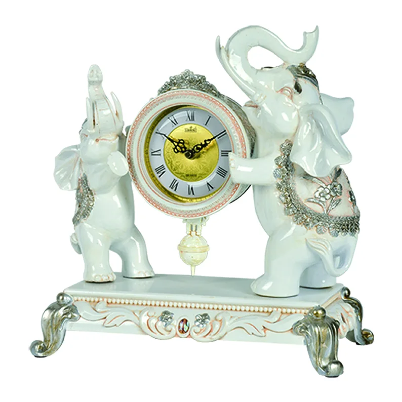 House decor new table clock custom desk clock elephant clock made in China 1456