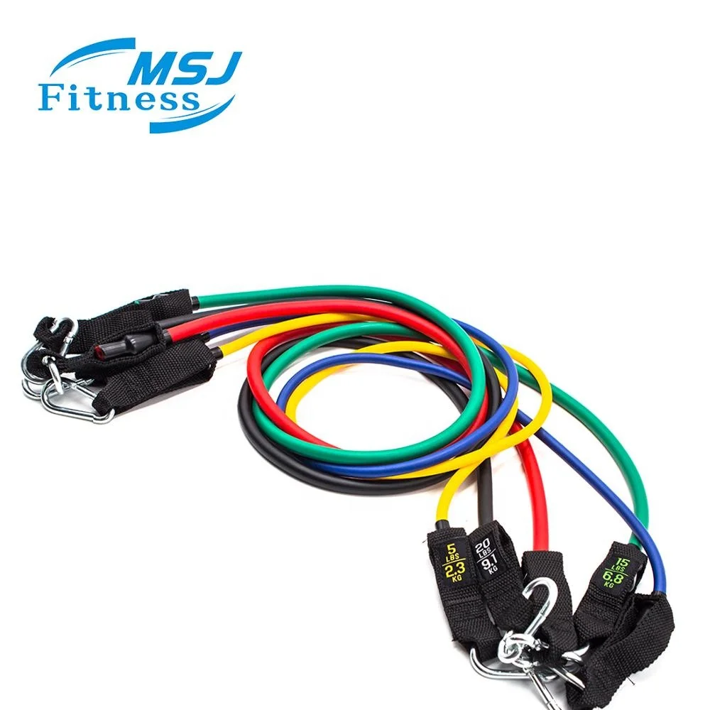 11pcs Fitness Latex Bands Resistance Tube Exercise Workout Bands Set