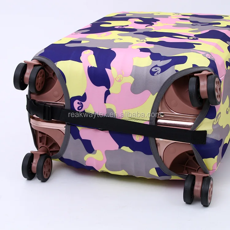 RW-LC-005 Fashion Custom Camouflage Pattern Waterproof Durable Spandex Suitcase Luggage Protector Dust