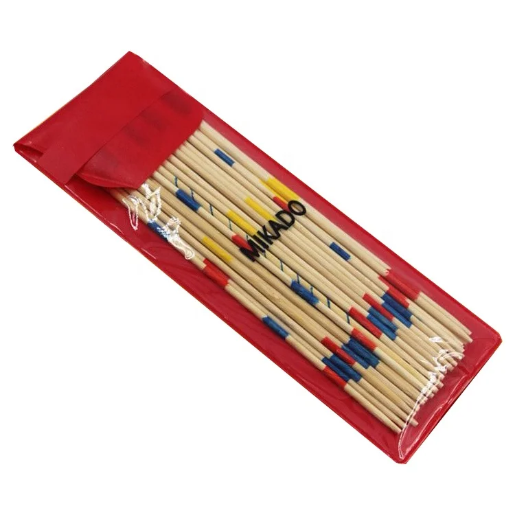 Round Sticks Wooden Educational Mikado Games Classic Colorful Bamboo Pick Up Sticks