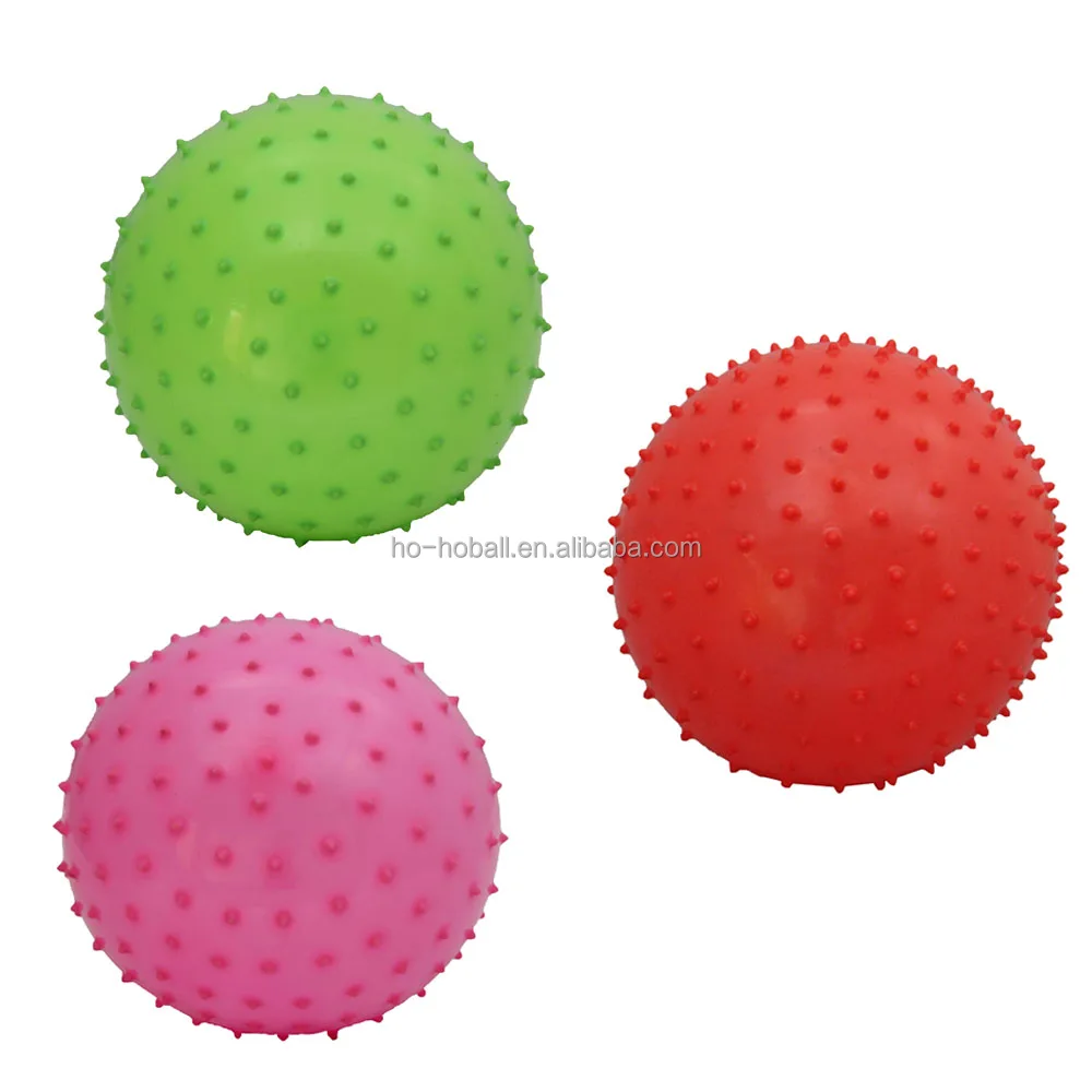 Inflatable 6 inch pink knobby spike ball for kids play