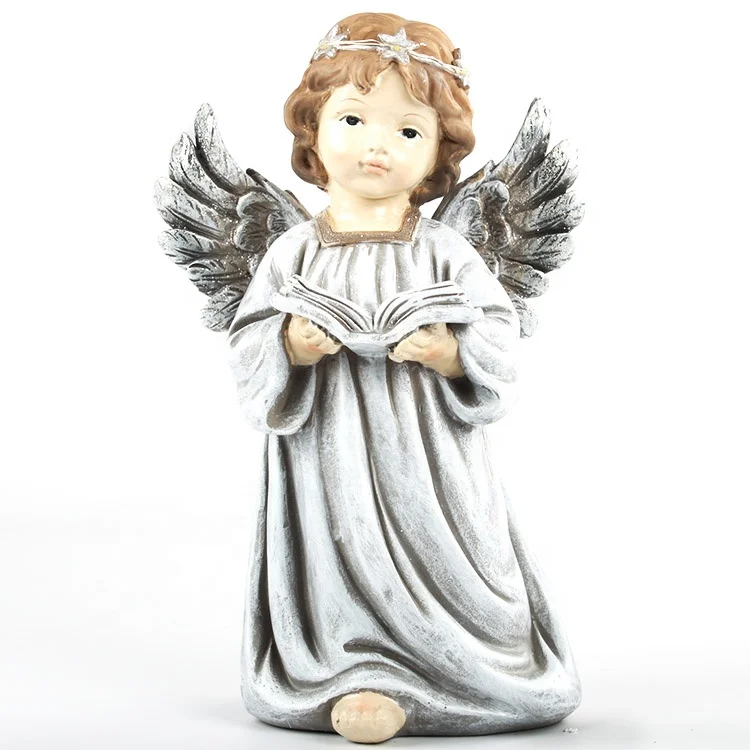 OEM polyresin wing led christmas ornament resin angel figurine