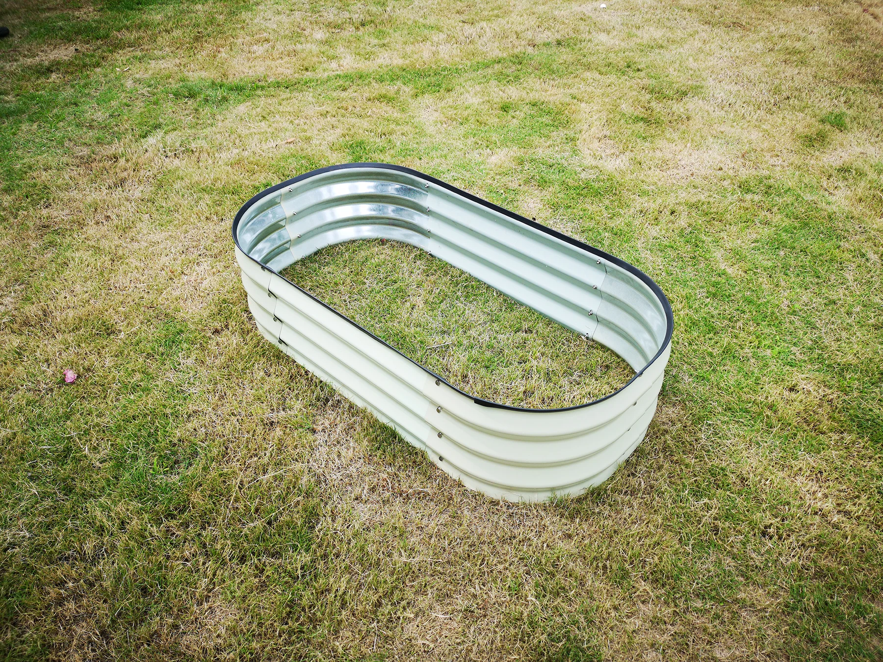 
G-MORE 60x120x30CM Outdoor Steel Raised Garden Bed,Sliver/Ivory Raised seed beds 