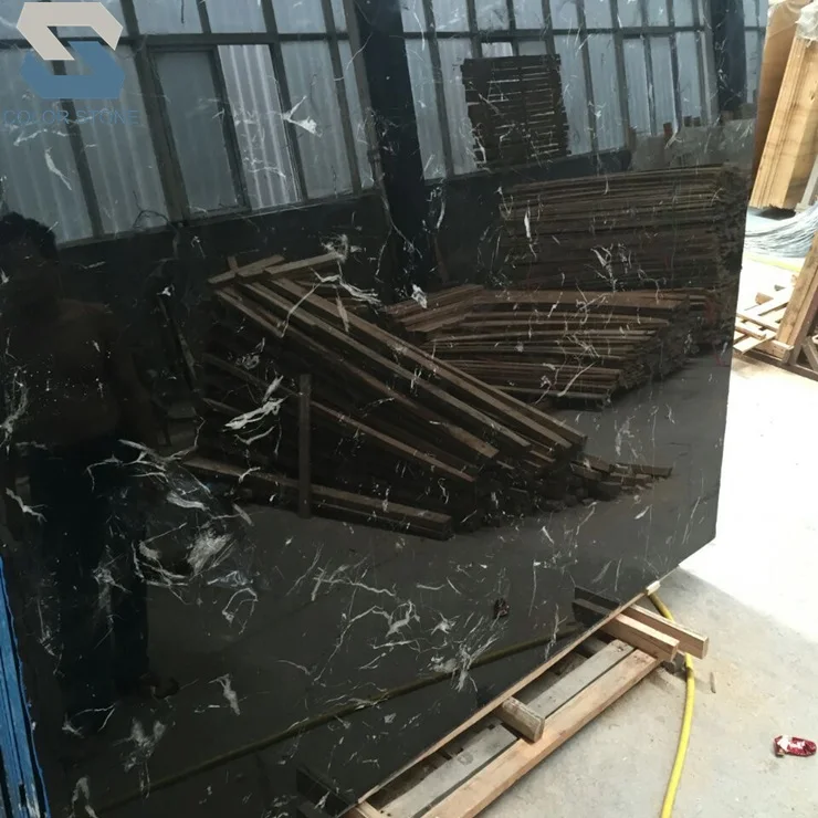 Cheap chinese marmol granitos price black ice marble with white veins