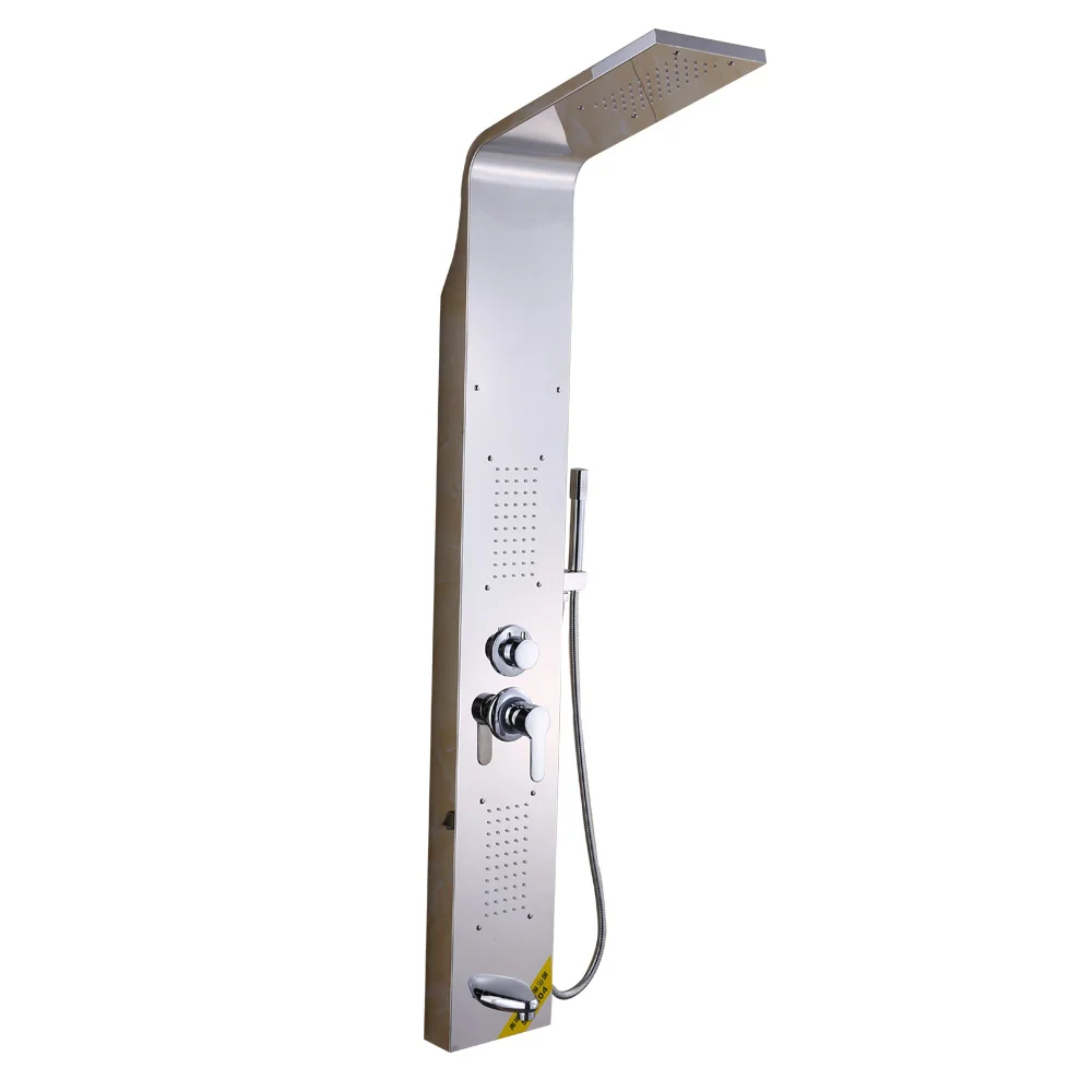 Luxury water heater shower panel 304 stainless steel bathroom tower system waterfall