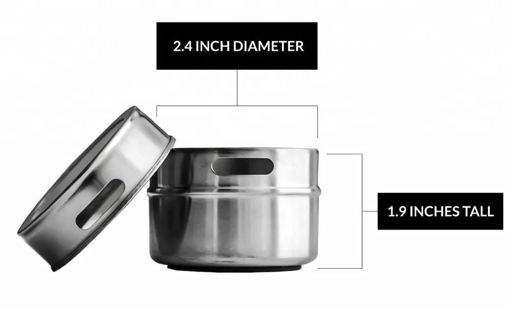 Spice Magnetic Tins Stainless Steel Sift Hinged Lids Spice Jars Seasonings Shaker , Pour Slots