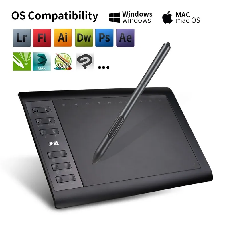 
12 Hot Keys 8192 Levels with Battery-free portable digital USB DRAWING TABLET 