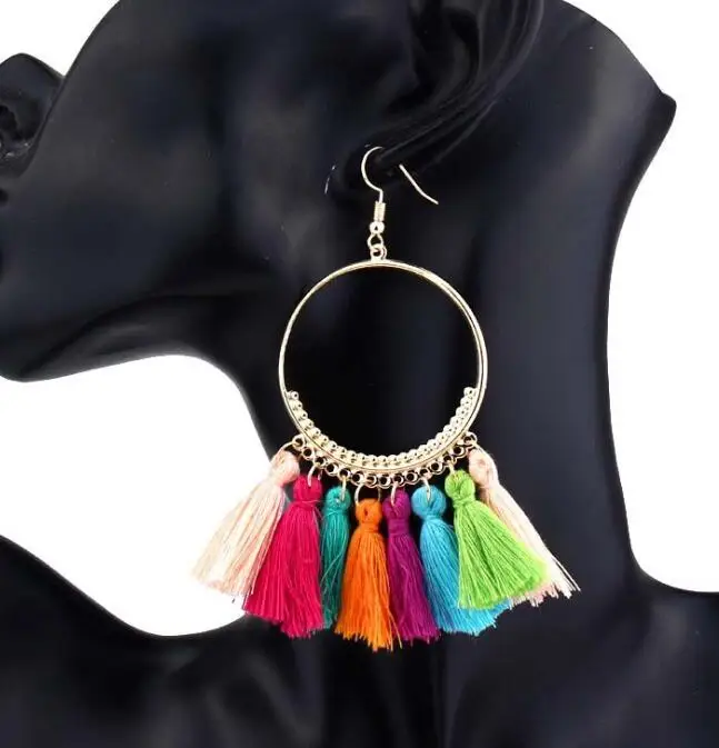 
Bohemia Tassel Earrings Fashion Big Circle Ear Rings Jewelry Accessories 