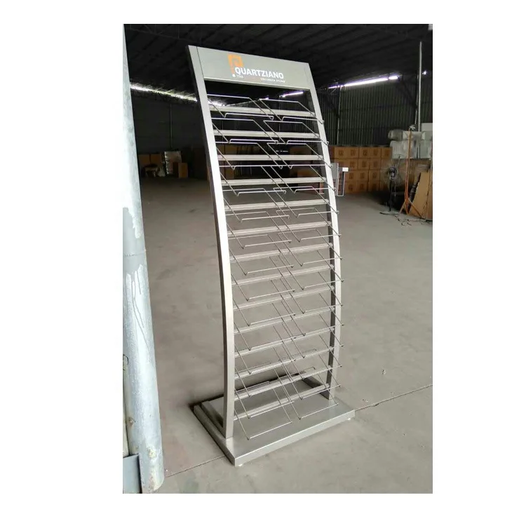Hot sale multilayer stone sample showroom quartz display rack for marble slab floor display stand metal stone display rack