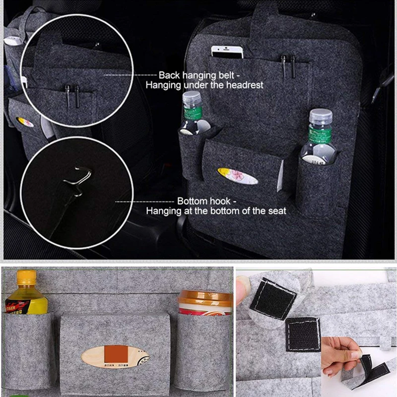
Custom Wholesale Felt Storage Car Seat Backseat Bag Organizer 