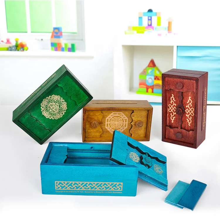 Creative Wooden Puzzle Box Secret Trick Intelligence Compartment Magic Money Gift Case Brain Teaser Logic Educational Toys